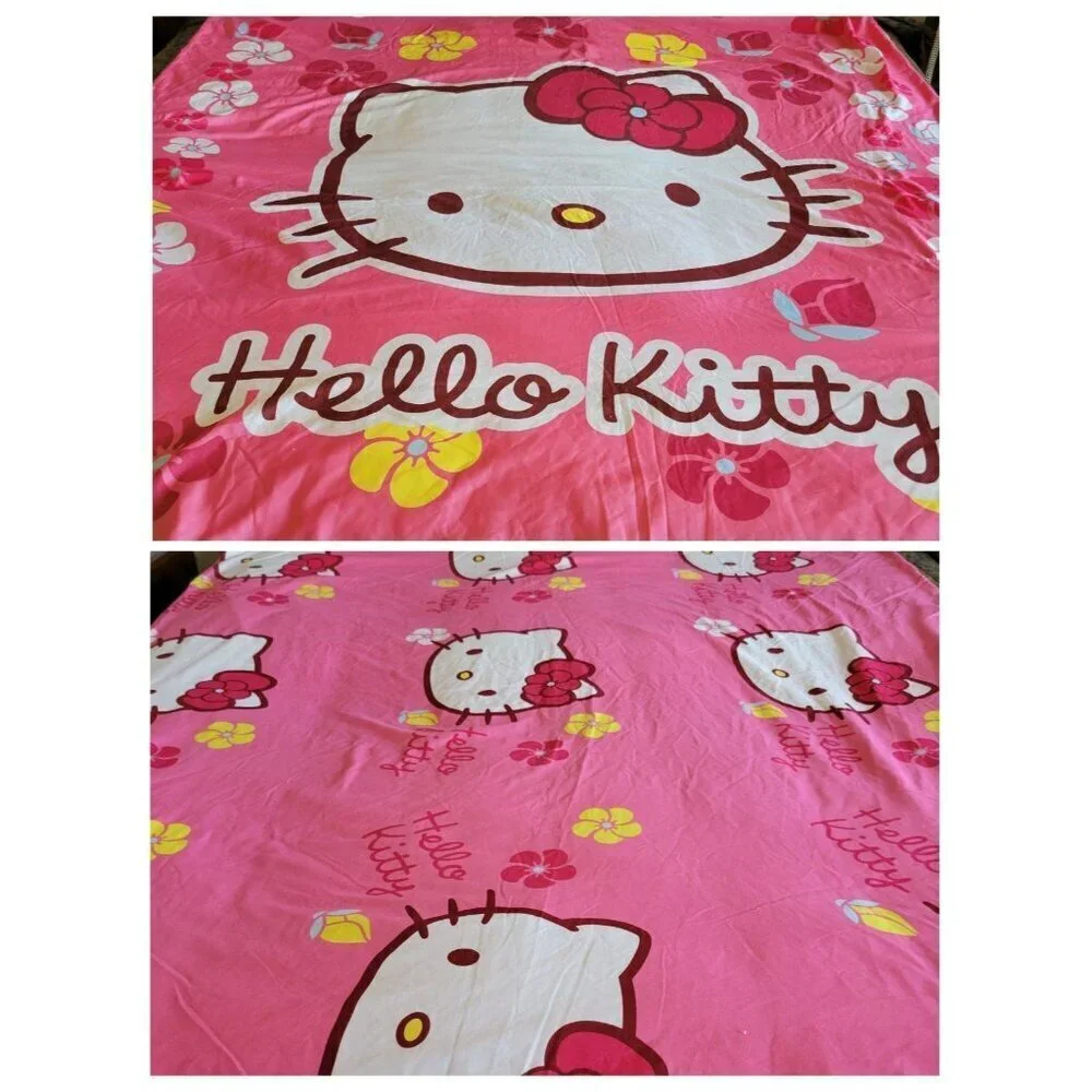 Hello Kitty Twin Duvet & Twin/Full Flat Sheet Set Pink Reversible